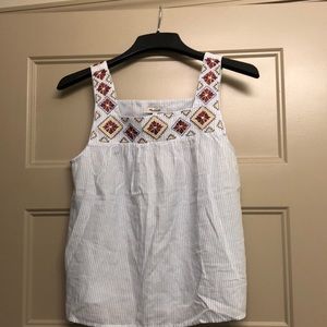 Madewell Striped Cotton Embroidered Tank, size S